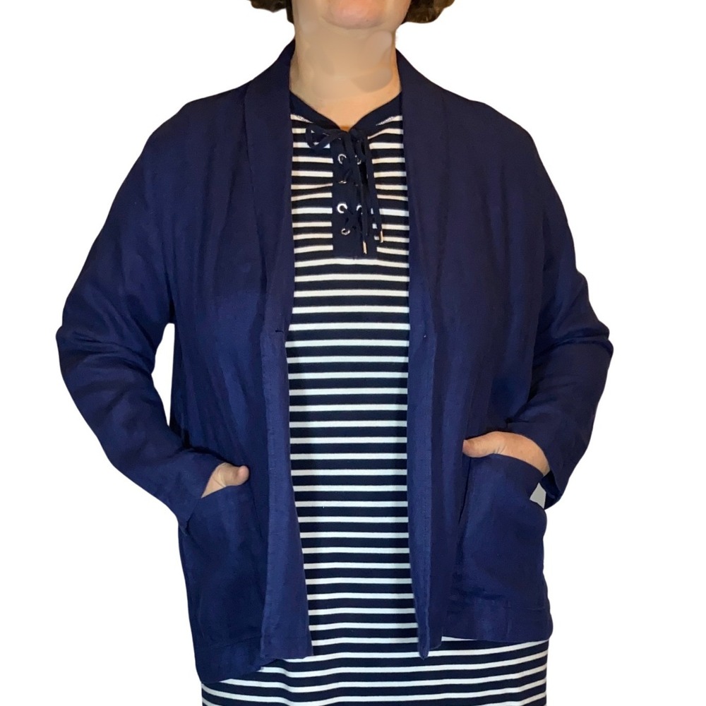 Coldwater Creek Linen Spring Jacket Shawl Collar Blazer Women 1X